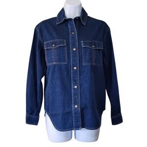 Gloria Vanderbilt Womens Denim Top Size 3 Juniors Blue Long Sleeve Button Down